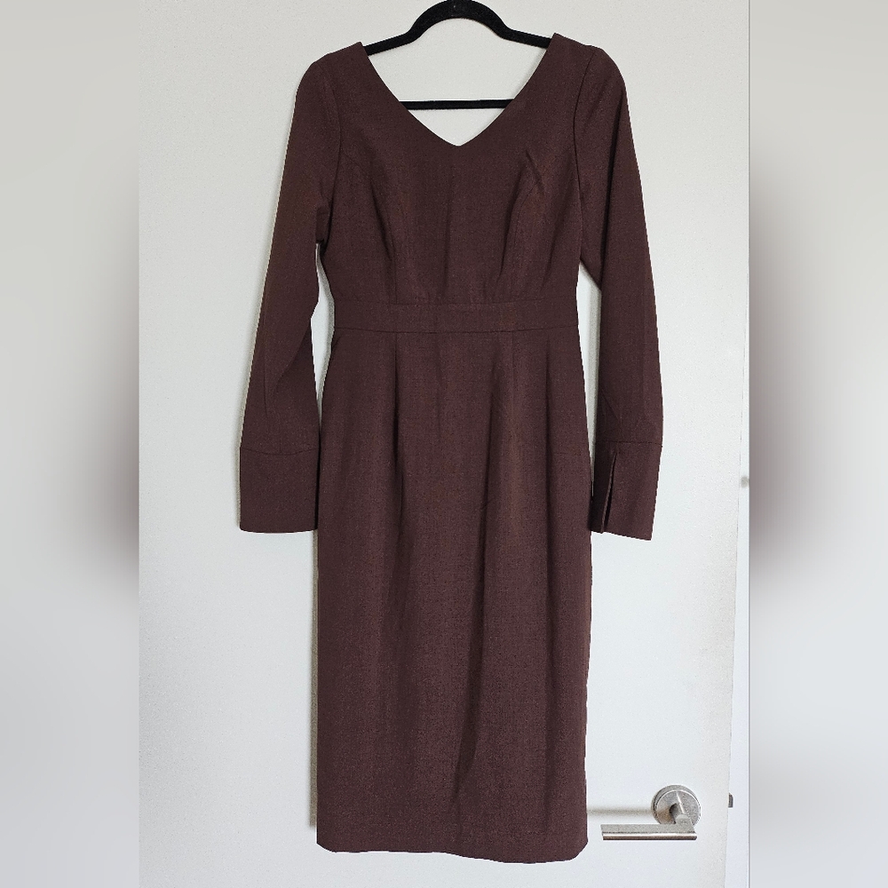 Rienda Japan Onee Gyaru Fitted Brown Dress Back Buttons And Pleated Panel - Picture 7 of 16